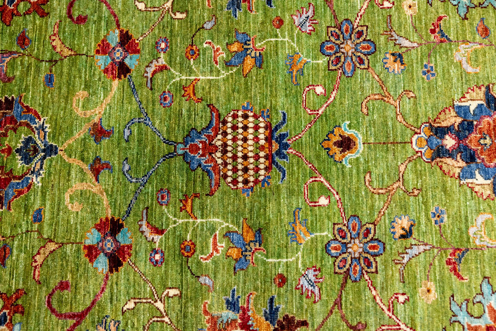 Green Afghan Sultani Chobi Wool Rug 202cm x 152cm