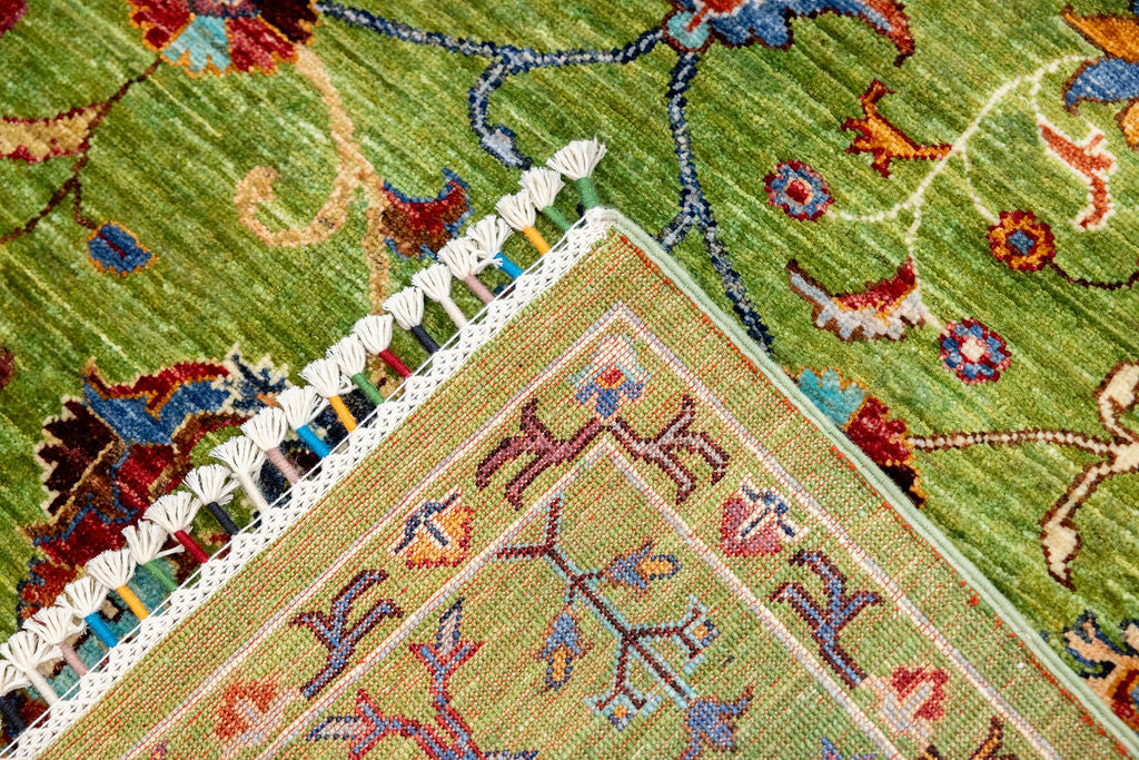 Green Afghan Sultani Chobi Wool Rug 202cm x 152cm