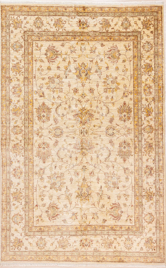 Cream Afghan Chobi Wool Rug 227cm x 168cm