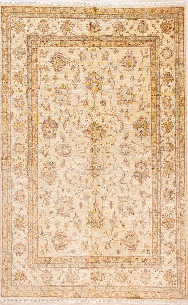 Cream Afghan Chobi Wool Rug 227cm x 168cm