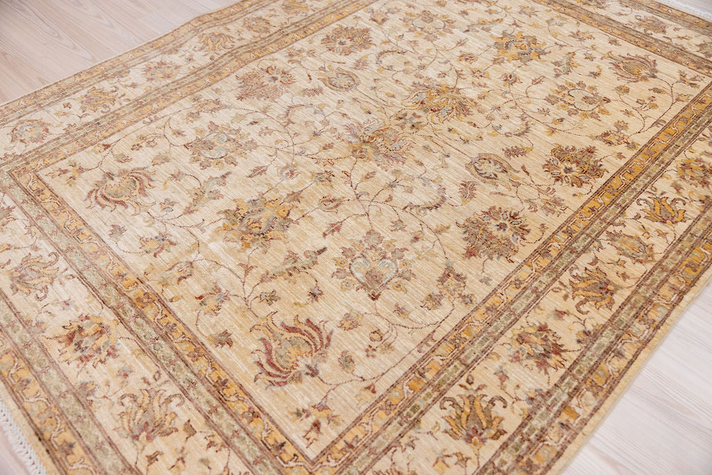 Cream Afghan Chobi Wool Rug 227cm x 168cm