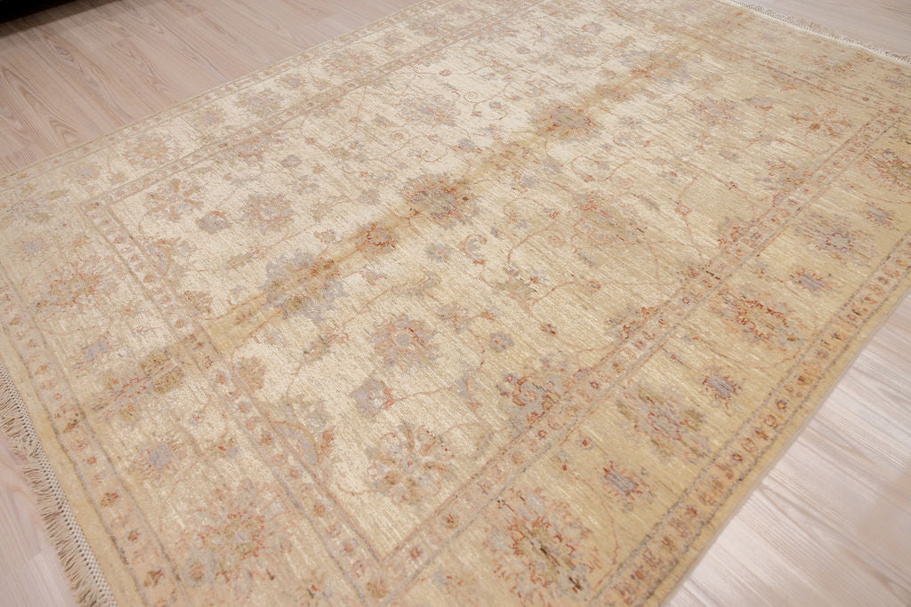 Cream Fine Afghan Chobi Wool Rug 258cm x 176cm