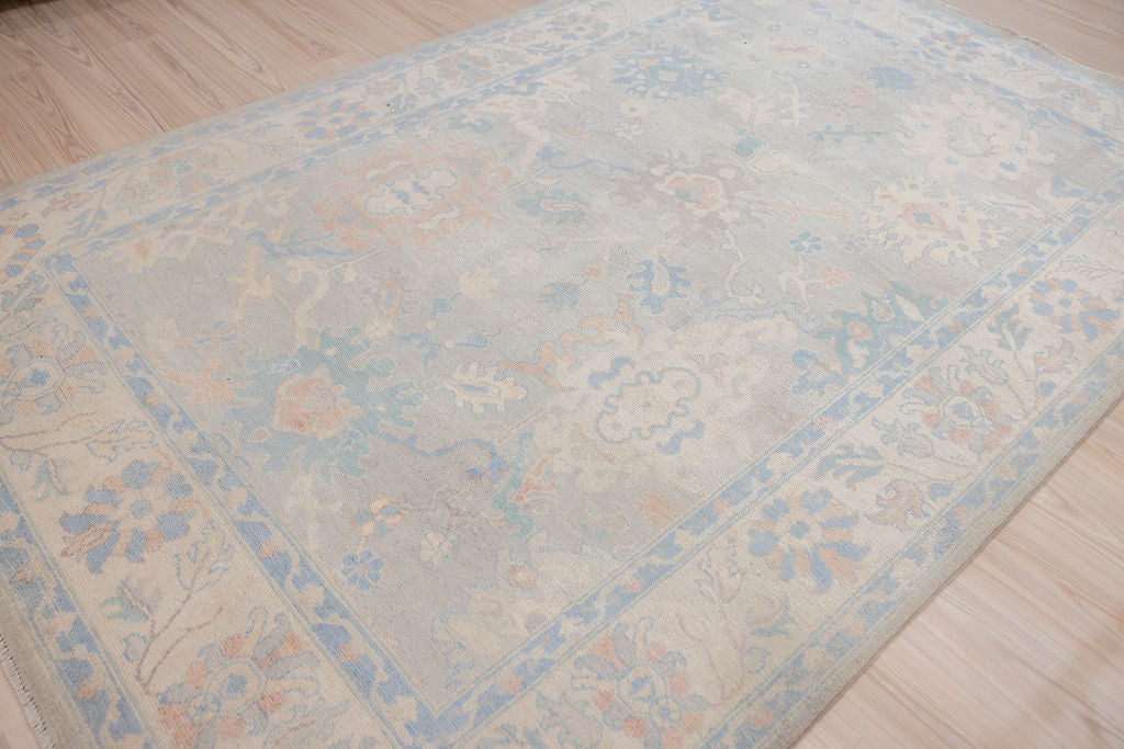 Grey Muted Afghan Oushak Chobi Wool Rug 268cm x 172cm