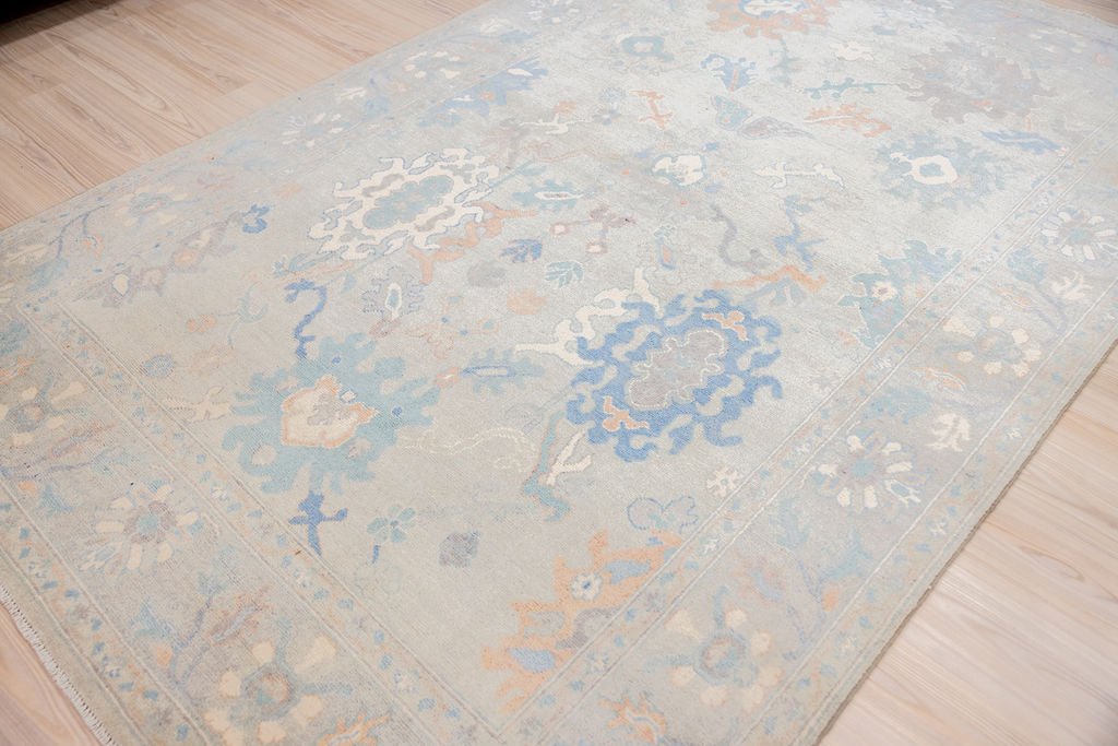 Grey Muted Afghan Oushak Chobi Wool Rug 272cm x 182cm