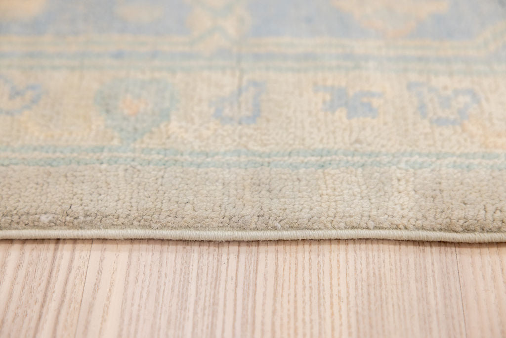 Muted Blue Afghan Oushak Chobi Wool Rug 300cm x 246cm
