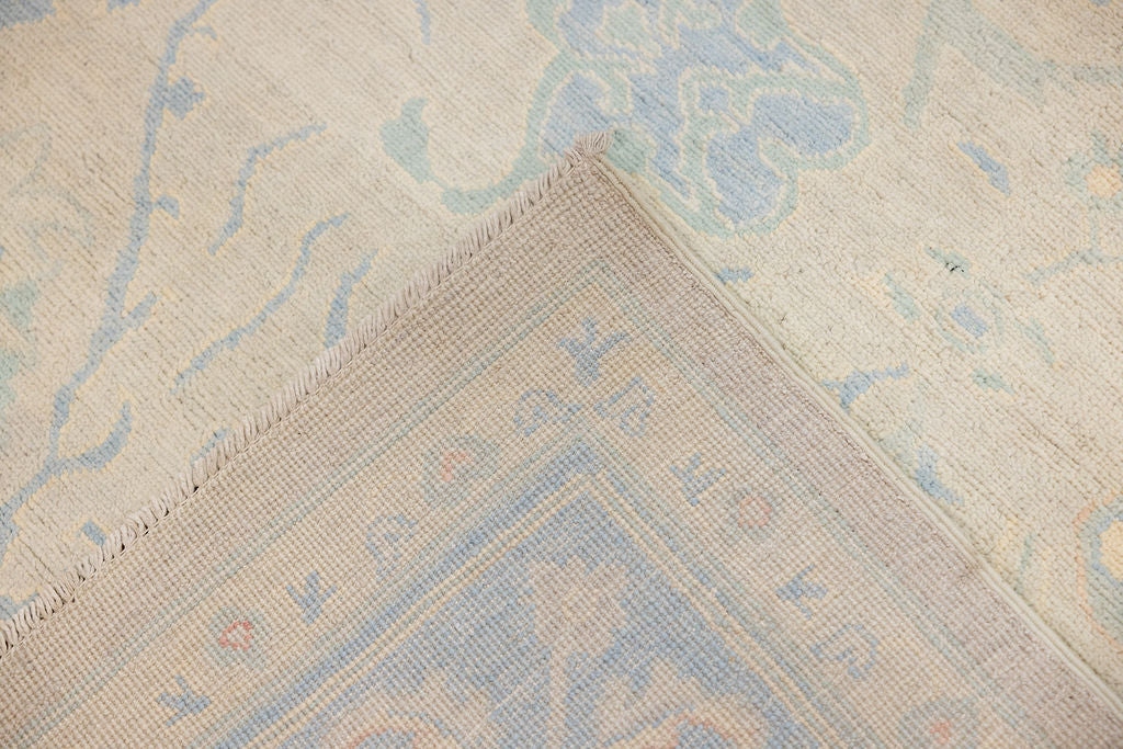 Muted Blue Afghan Oushak Chobi Wool Rug 300cm x 246cm