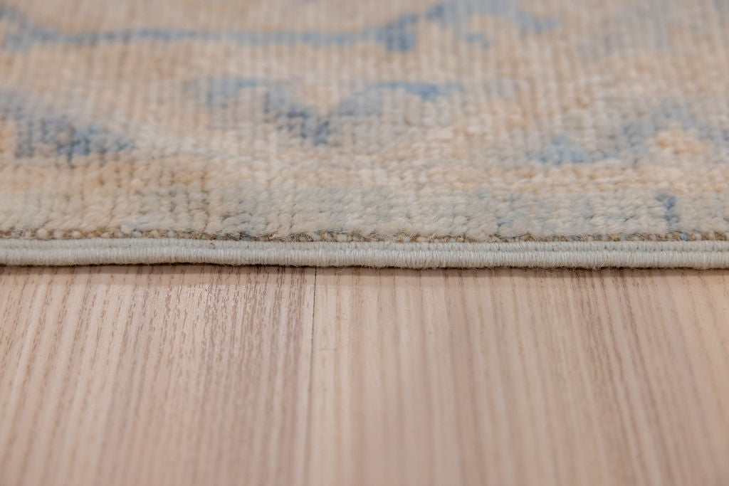 Muted Blue Afghan Oushak Chobi Wool Rug 357cm x 271cm