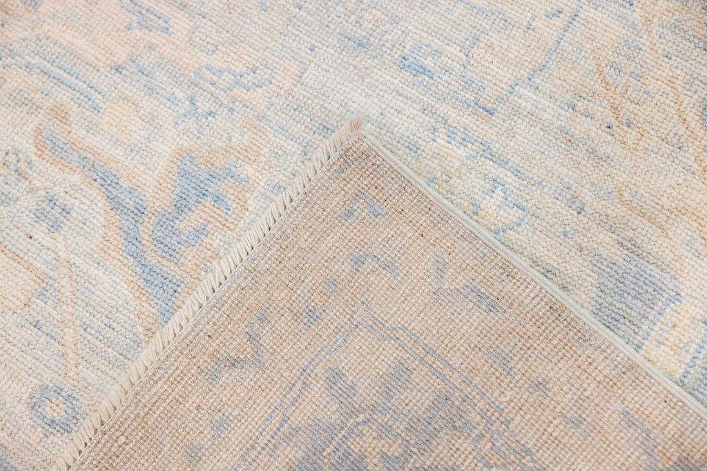 Muted Blue Afghan Oushak Chobi Wool Rug 357cm x 271cm