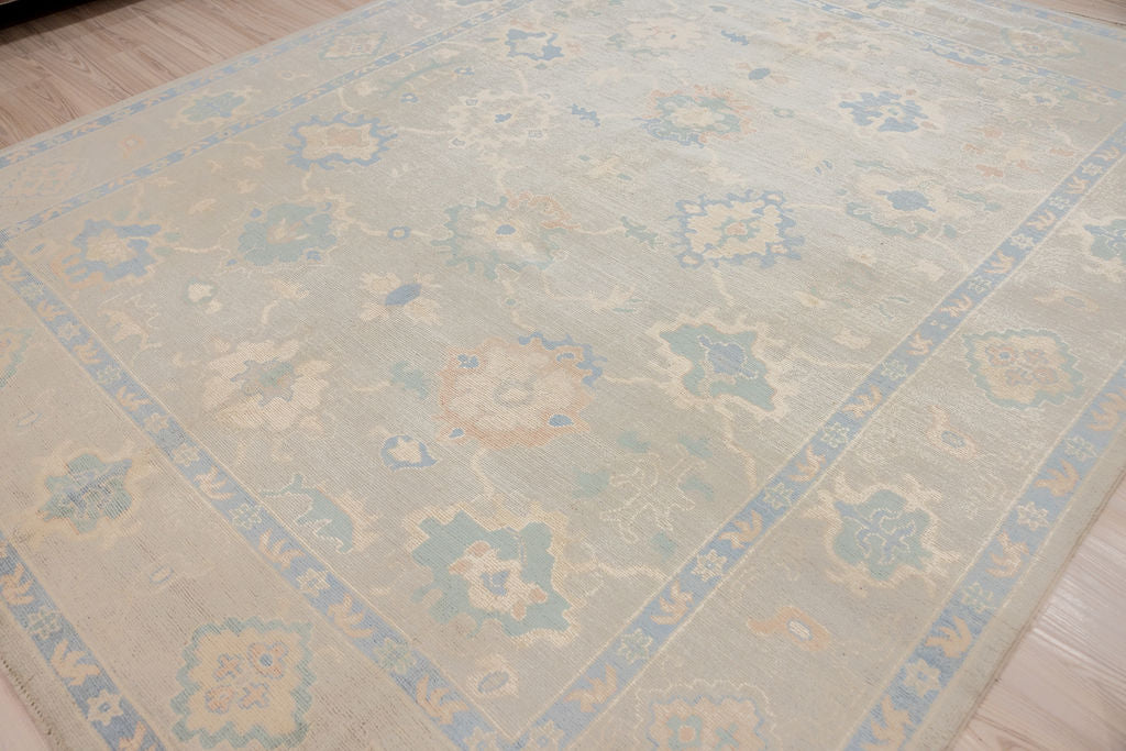 Muted Grey Afghan Oushak Chobi Wool Rug 301cm x 244cm