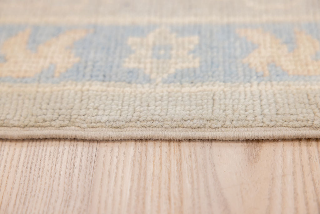 Muted Grey Afghan Oushak Chobi Wool Rug 301cm x 244cm