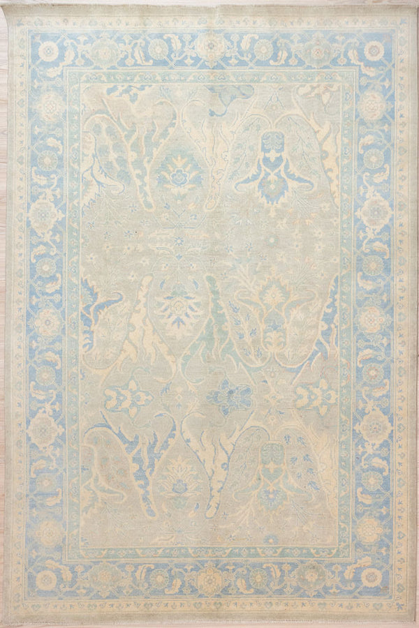 Muted Blue Afghan Chobi Wool Rug 296m x 204cm