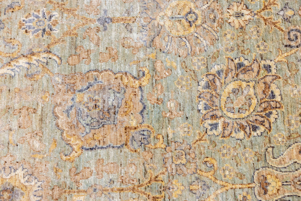 Green Rare Vintage Afghan Chobi Wool Rug 369cm x 258cm