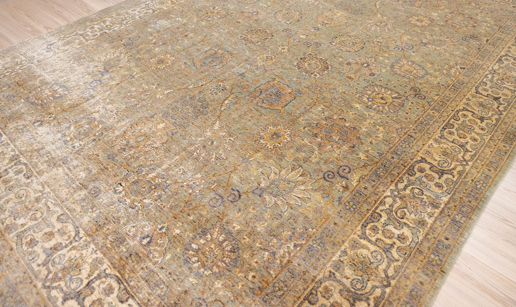 Green Rare Vintage Afghan Chobi Wool Rug 369cm x 258cm