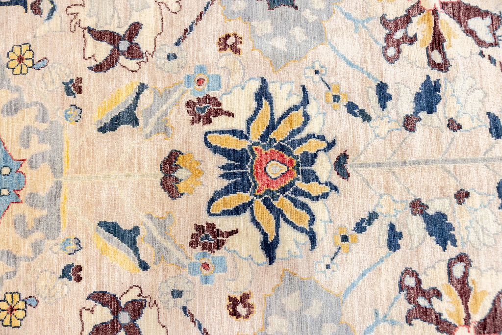 Light Peach Fine Afghan Chobi Wool Rug 363cm x 277cm