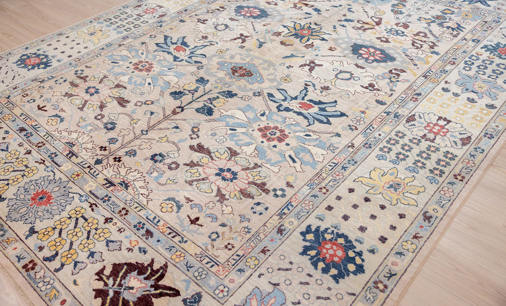 Light Peach Fine Afghan Chobi Wool Rug 363cm x 277cm