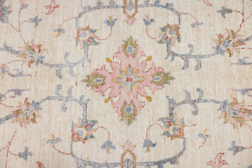 Pink Cream Natural Afghan Chobi Wool Rug 373cm x 269cm
