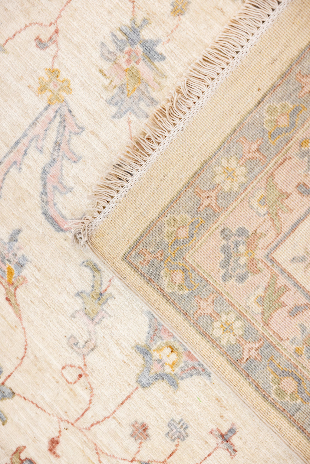 Pink Cream Natural Afghan Chobi Wool Rug 373cm x 269cm