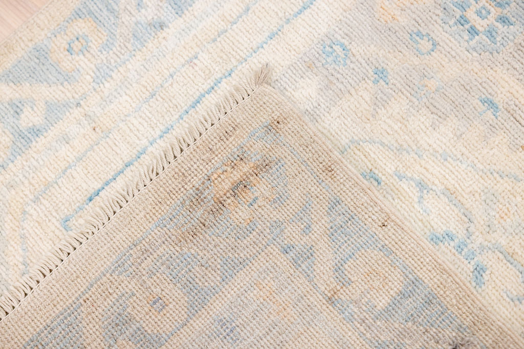 Muted Blue XXL Afghan Chobi Wool Runner 763cm x 86cm