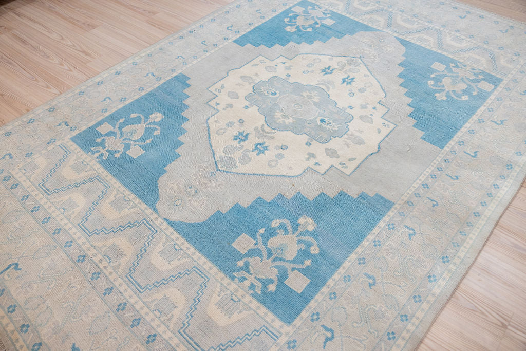 Blue Grey Afghan Chobi Wool Rug 278cm x 184cm