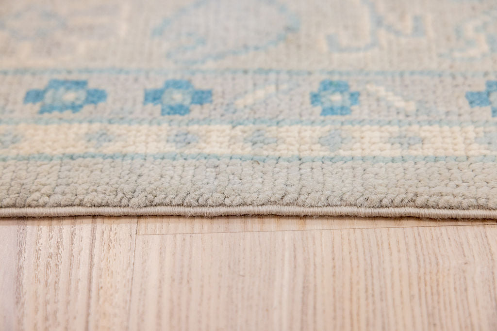 Blue Grey Afghan Chobi Wool Rug 278cm x 184cm