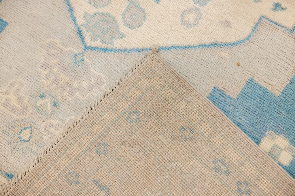 Blue Grey Afghan Chobi Wool Rug 278cm x 184cm