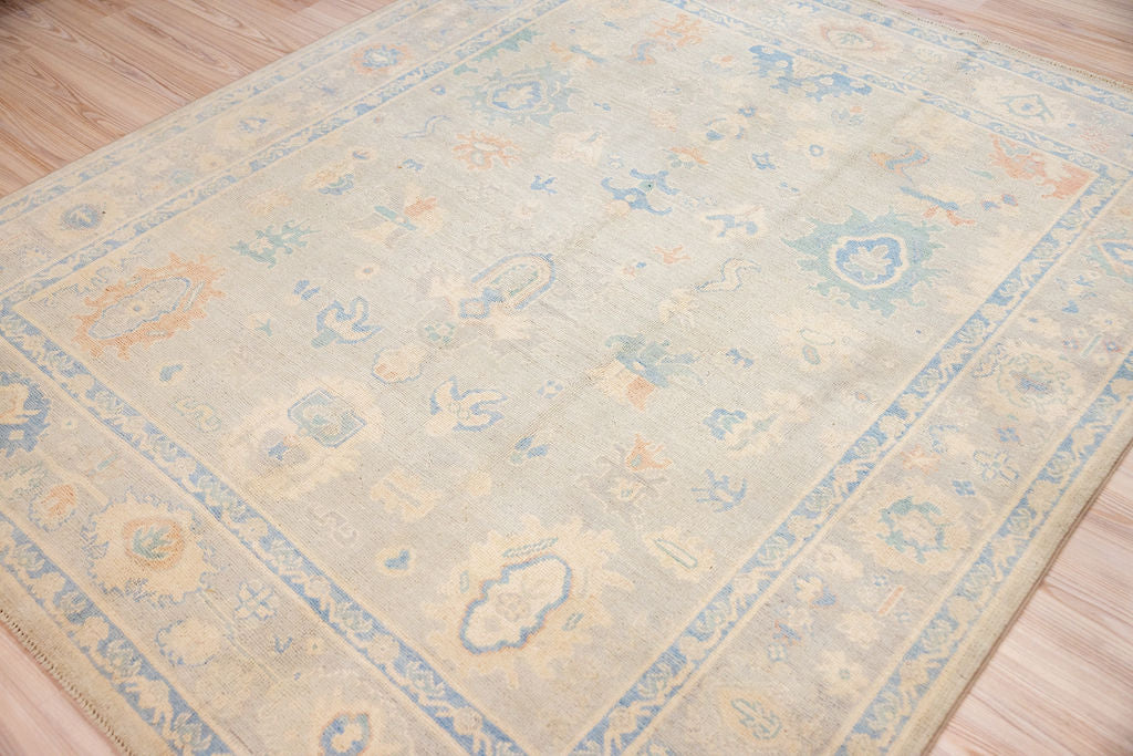 Grey Peach Afghan Chobi Wool Rug 233cm x 197cm