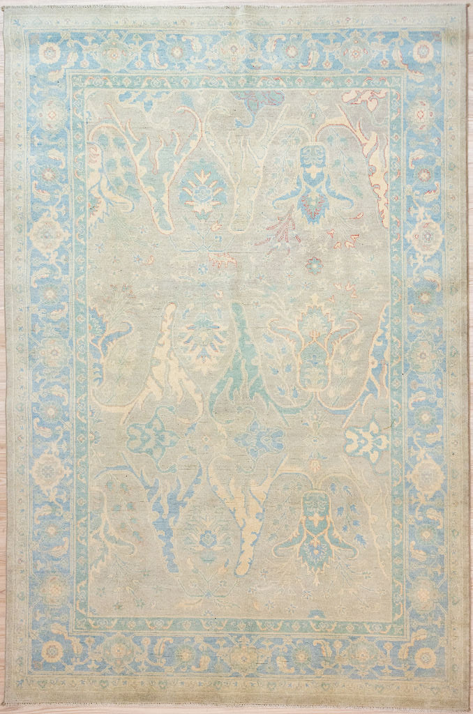 Grey Muted Afghan Chobi Wool Rug 284cm x 198cm