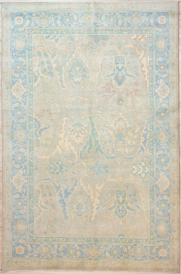 Grey Muted Afghan Chobi Wool Rug 284cm x 198cm