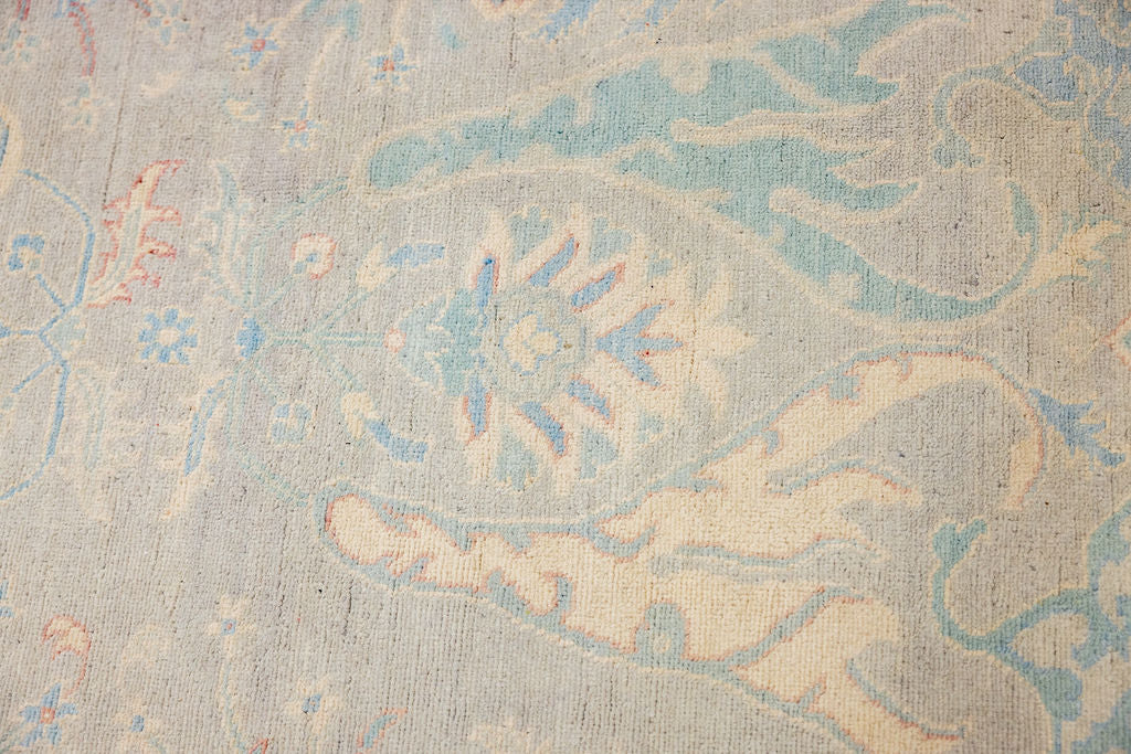 Grey Muted Afghan Chobi Wool Rug 284cm x 198cm