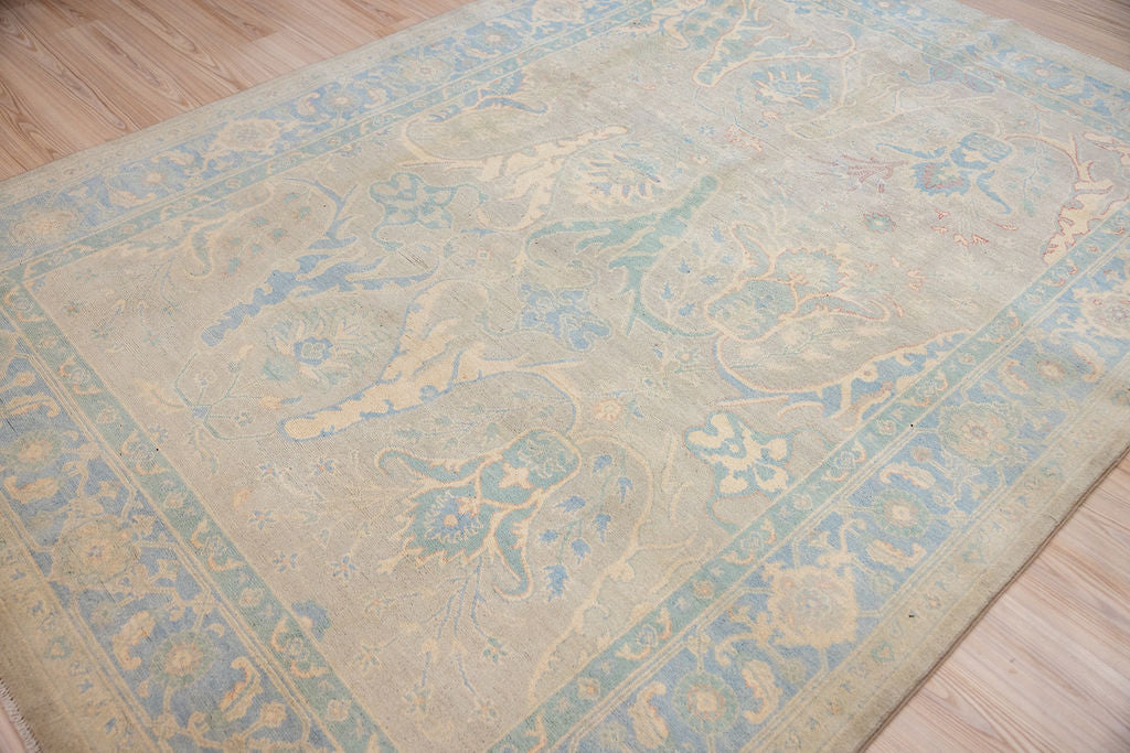 Grey Muted Afghan Chobi Wool Rug 284cm x 198cm