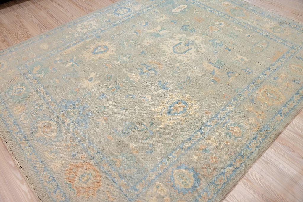 Grey Muted Afghan Oushak Chobi Wool Rug 240cm x 196cm