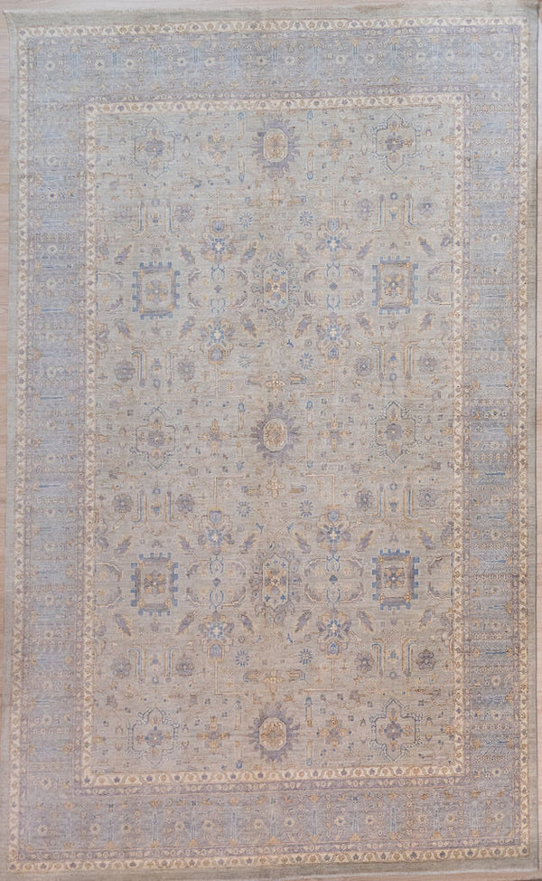 Ice Grey XL Afghan Chobi Wool Rug 420cm x 305cm