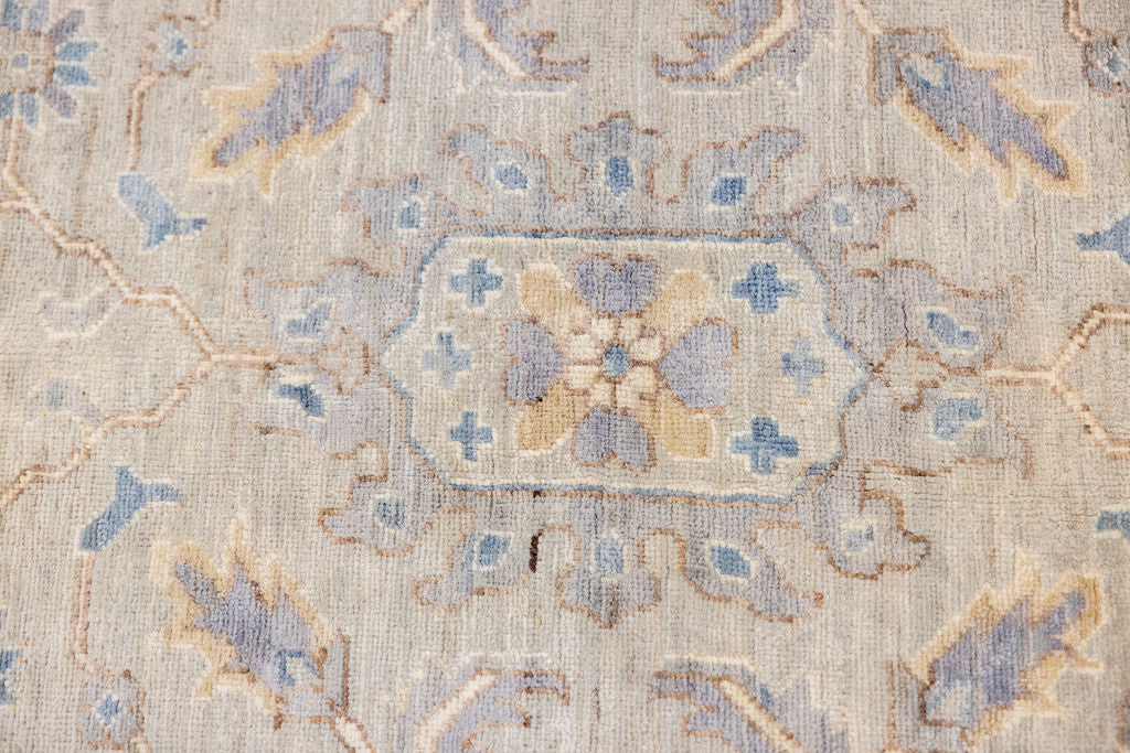 Ice Grey XL Afghan Chobi Wool Rug 420cm x 305cm