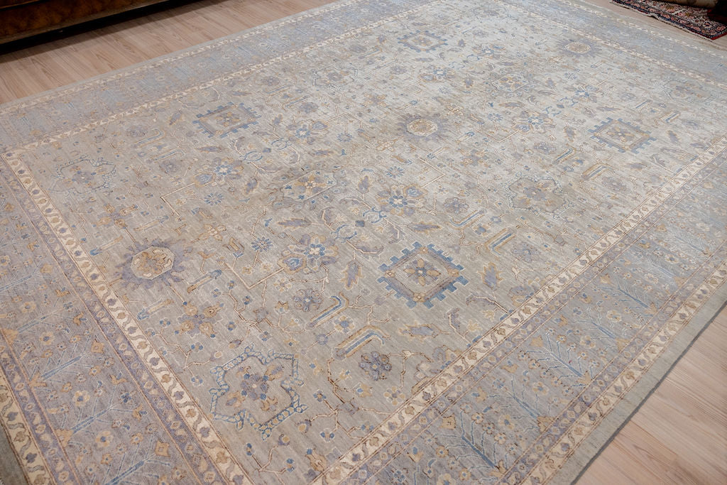 Ice Grey XL Afghan Chobi Wool Rug 420cm x 305cm