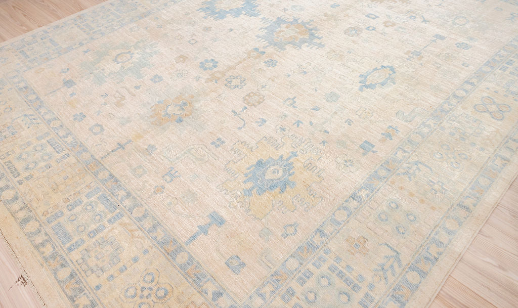 Light Peach Afghan Oushak Chobi Wool Rug 360cm x 276cm