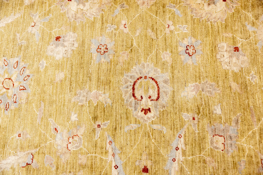 Olive Green Afghan Chobi Wool Rug 286cm x 248cm