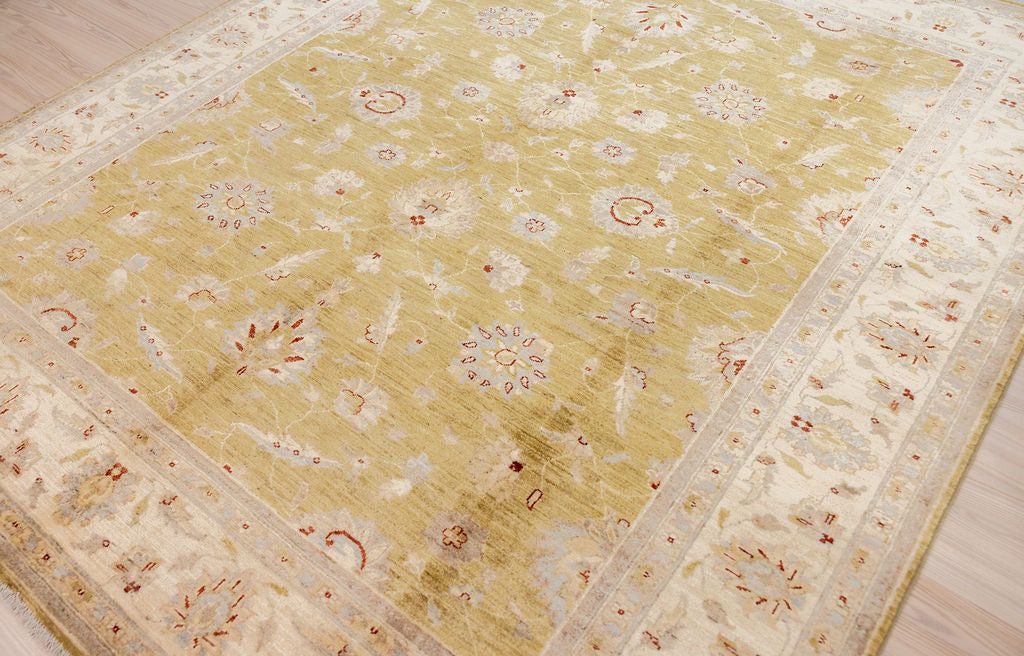 Olive Green Afghan Chobi Wool Rug 286cm x 248cm