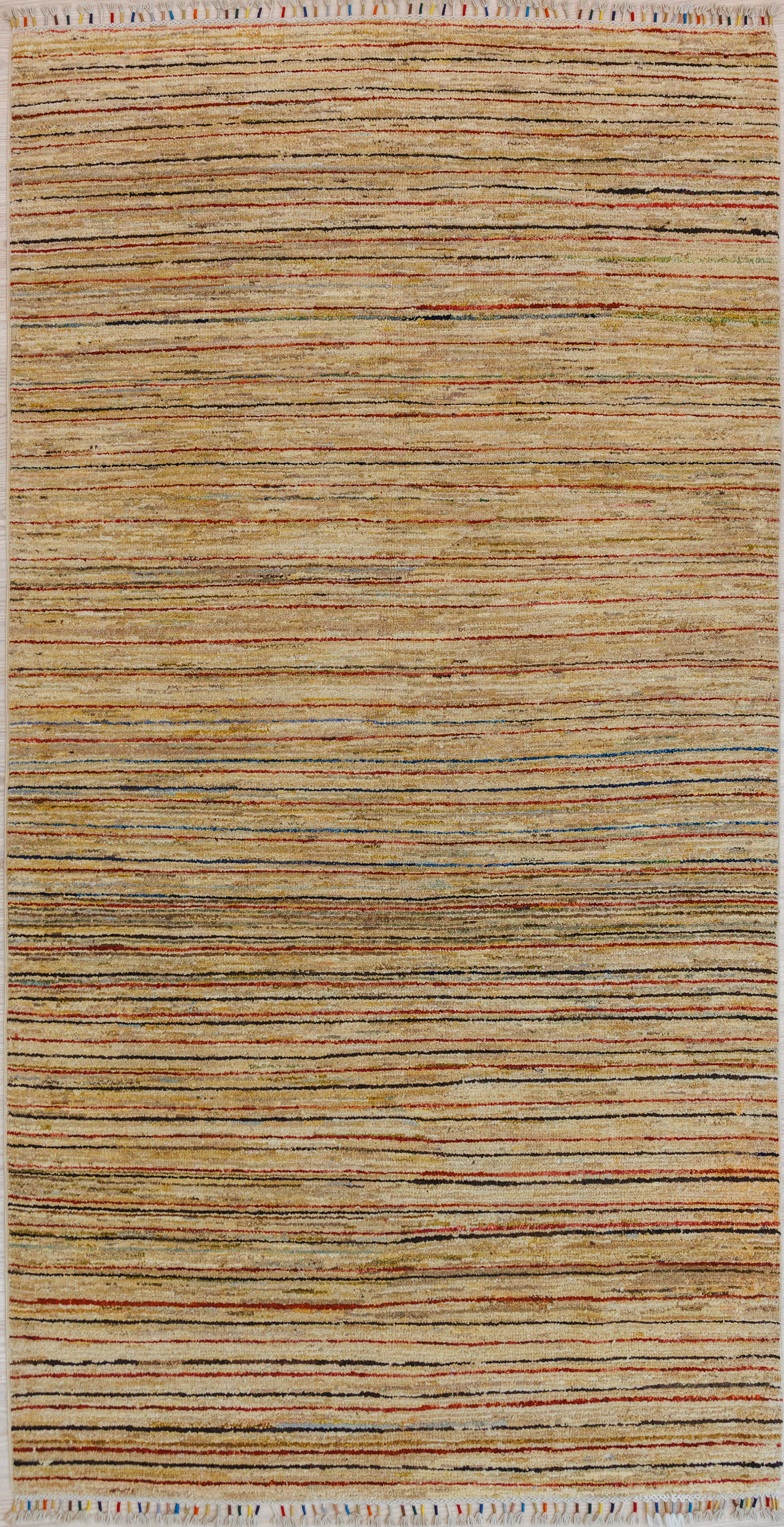 Modern Afghan Stripi Wool Rug 252cm x 141cm