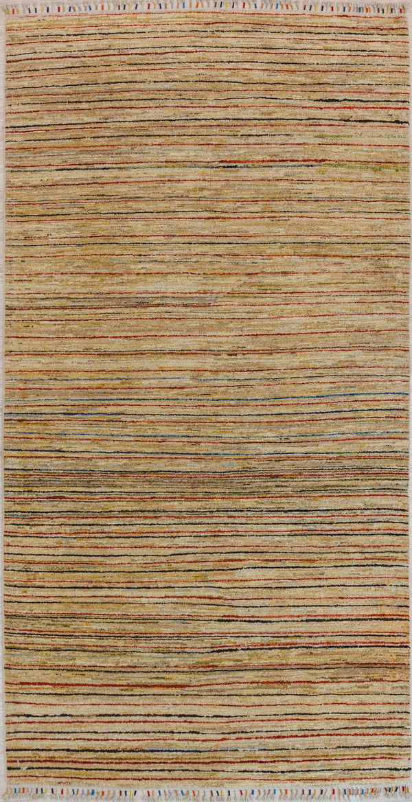 Modern Afghan Stripi Wool Rug 252cm x 141cm