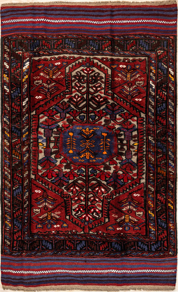 Authentic Handknotted Multicolour Persian Sumak 187cm x 120cm
Lovely geometrc design ,the weavers are never short of new inspiration

This unique rug design suggests a stain glass window
A Stronger, warmer tribal flat weave style than Kilim weave
Durable and Wear Resistant Suitable for High Traffic Areas