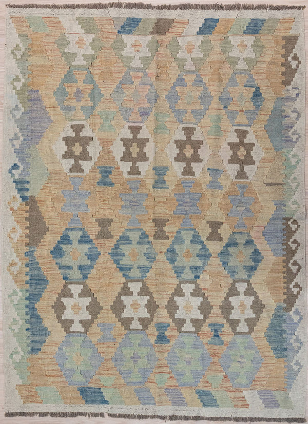 Authentic Hand woven Muted Afghan Boho Kilim 197cm x 147cm
Rug in subdued pale muted field tones all over
Lovely soft contemporary colours
Durable and Wear Resistant Suitable for High Traffic Areas