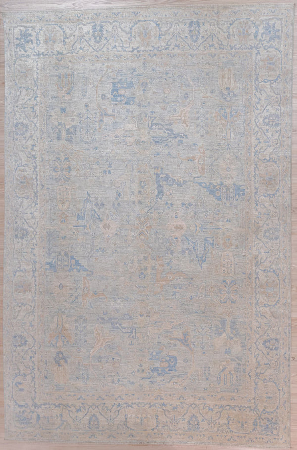 Authentic Hand Knotted Muted Blue Afghan Oushak Chobi Wool Rug 357cm x 271cm&nbsp;
Mystical designs float cloud-like across a super subtle pale abrash background which has an already antique vintage or shabby chic look
Shapes of important Afghani herbs and dye plants appear in this design within a blue meandering floral border. Children were taught about plants and their uses and rugs often carried the illustrations of the stories.
Did you know many dye plants also have a use in herbal medicine? 