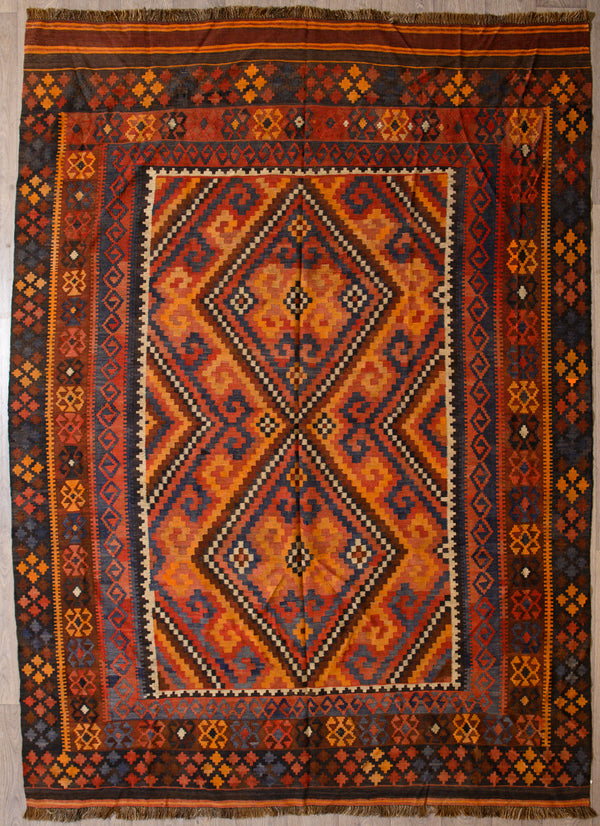 Authentic Handknotted Muted Vintage Persian Kilim 309cm x 224cm
Vintage Kilim handwoven in the early 1960'sKilims are a light flatweave reversible rug used for over a millennium by the nomadic tribes of Central Asia&nbsp;