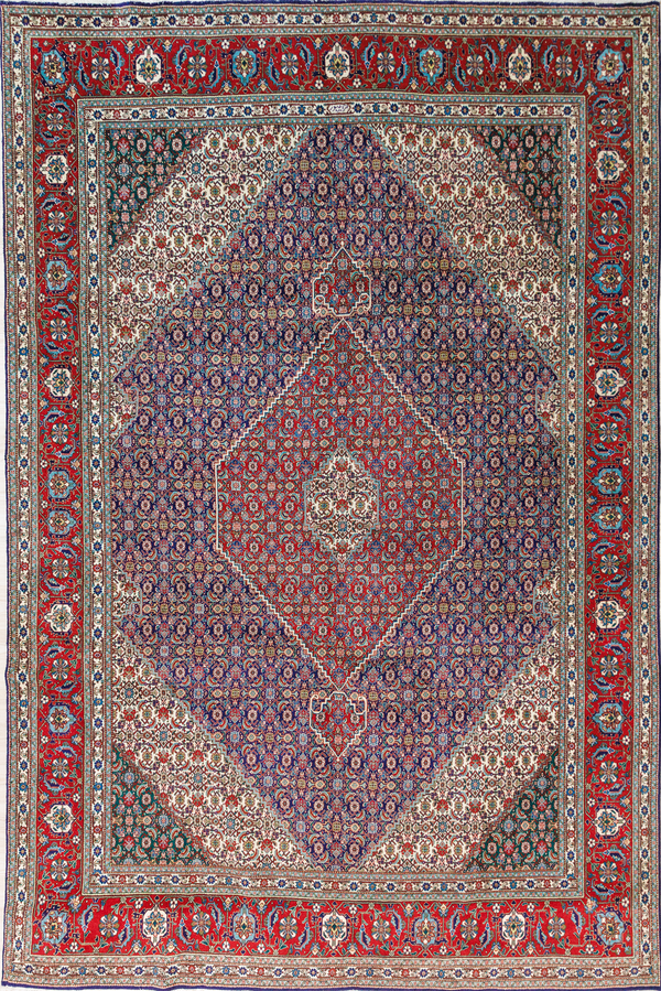 Navy Red Persian Tabriz Wool Rug- 355cm x 250cm view and feel the quality in person at Cows Nest