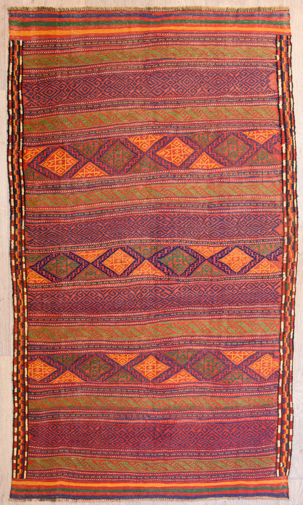 Persian Sumak Wool Rug, durable colourful wool flatweave