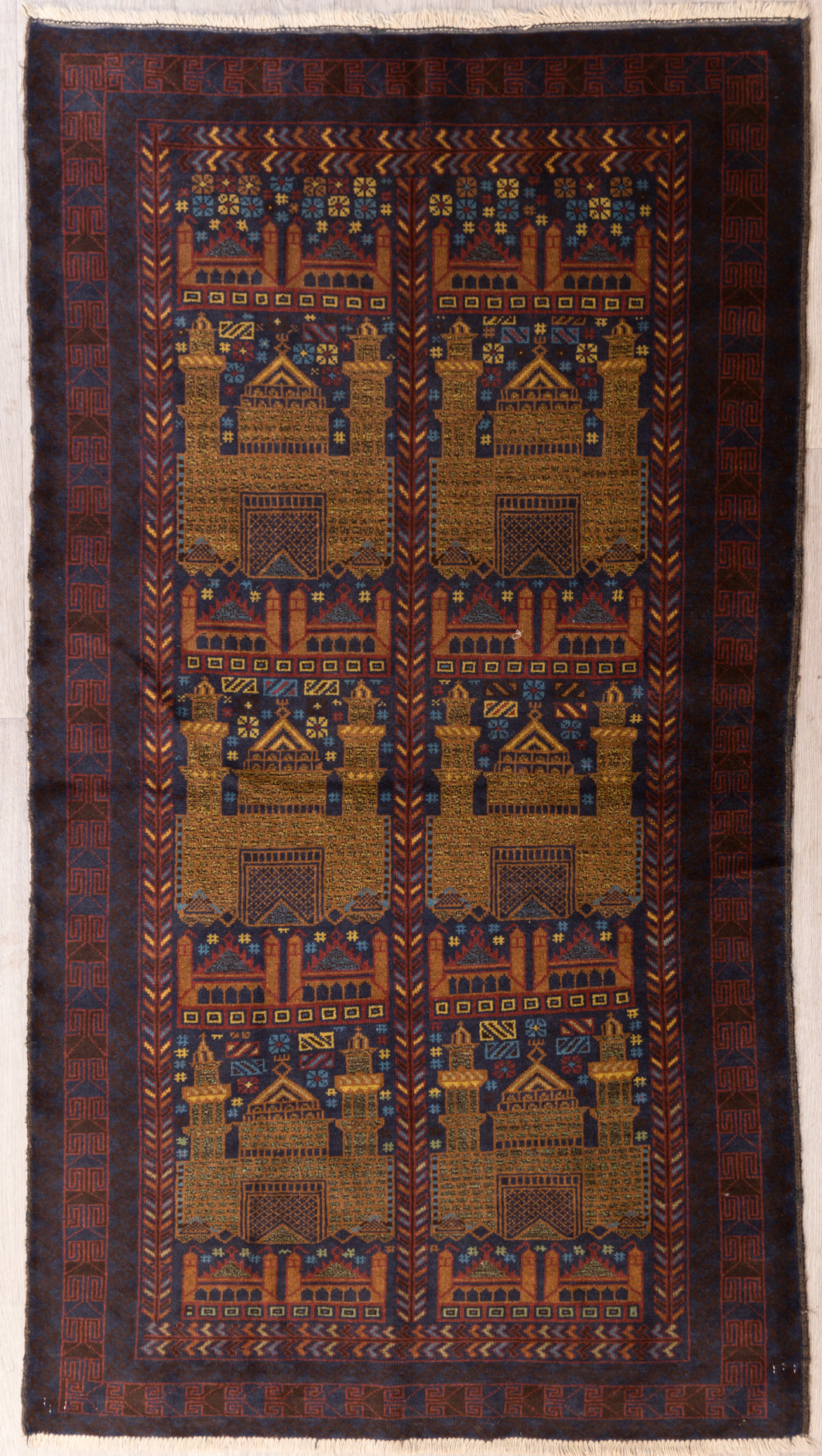 Authentic Handknotted Persian Baluchi Wool Rug 181m x 101cm Woven in the 1960's in Central Asia