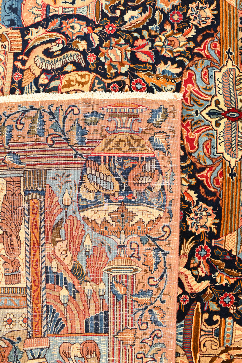 Beige Pictorial Fine Persian Kashmar Treasure Design Wool Rug 408cm x 298cm