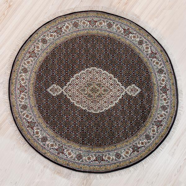 Rare Jaipur Tabriz Silk n Wool Round Rug 196cm x 196cm