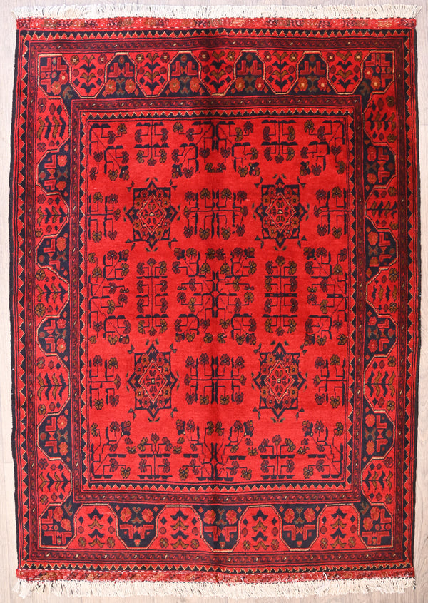 Red Afghan Khal Wool Rug 150cm x 106cm will create a lovely bright spot in your beautiful home