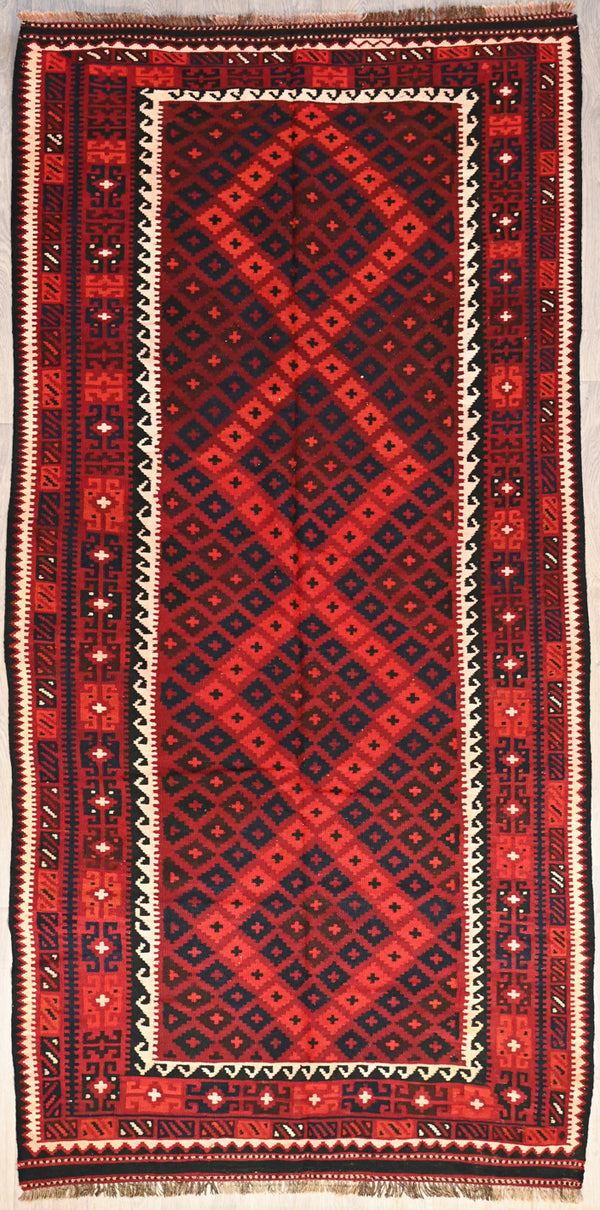 Red Maymana Persian Kilim Wool Rug 321cm x 145cm